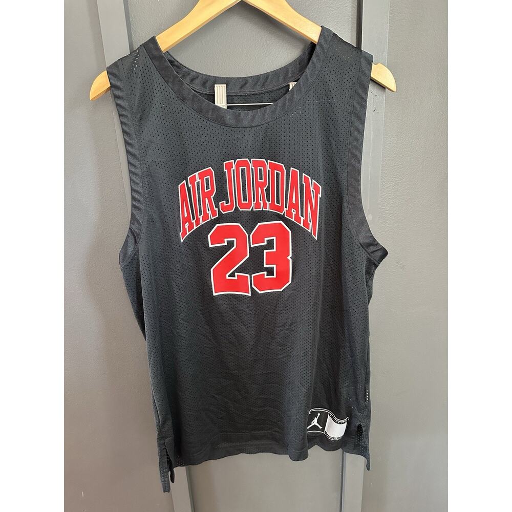 Nike Air Jordan DNA Distorted Jersey Large Black Red 23 Chicago Carolina Mens